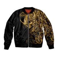 Skull Sleeve Zip Bomber Jacket Golden Warrior Royal - Wonder Print Shop