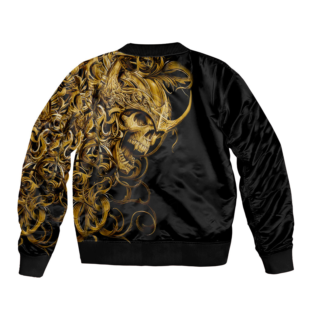 Skull Sleeve Zip Bomber Jacket Golden Warrior Royal - Wonder Print Shop