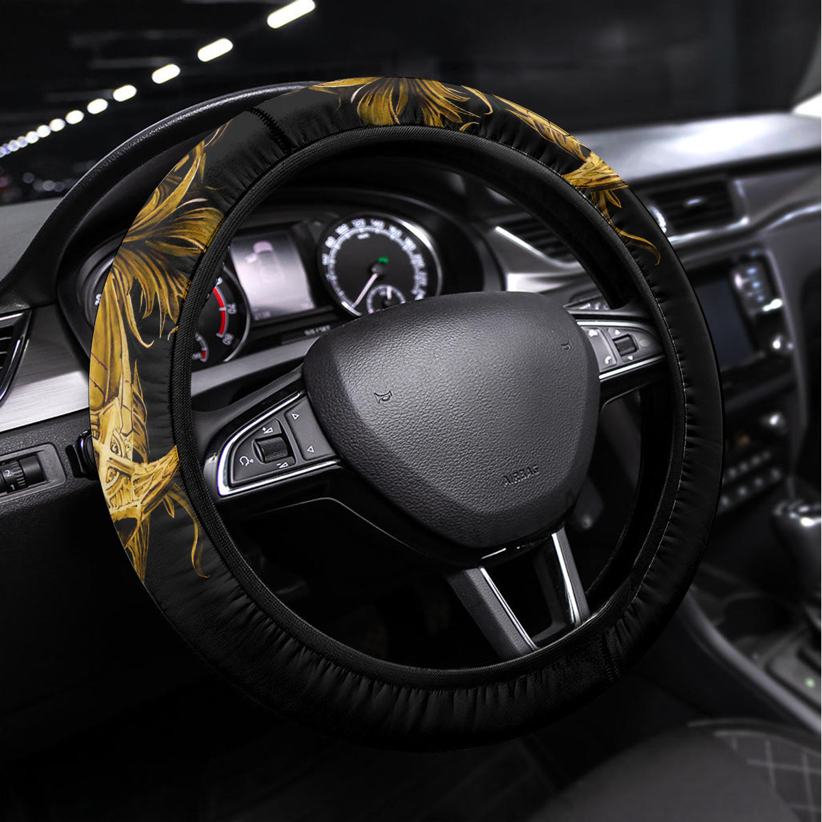 Skull Steering Wheel Cover Golden Warrior Royal - Wonder Print Shop