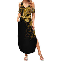Skull Summer Maxi Dress Golden Warrior Royal - Wonder Print Shop