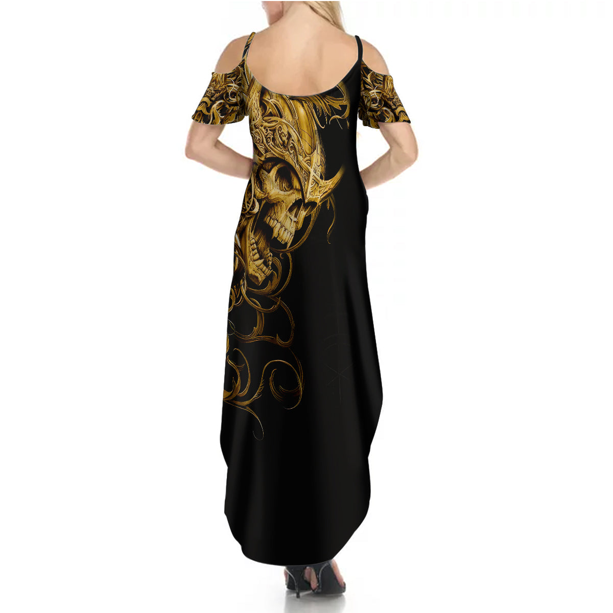 Skull Summer Maxi Dress Golden Warrior Royal - Wonder Print Shop