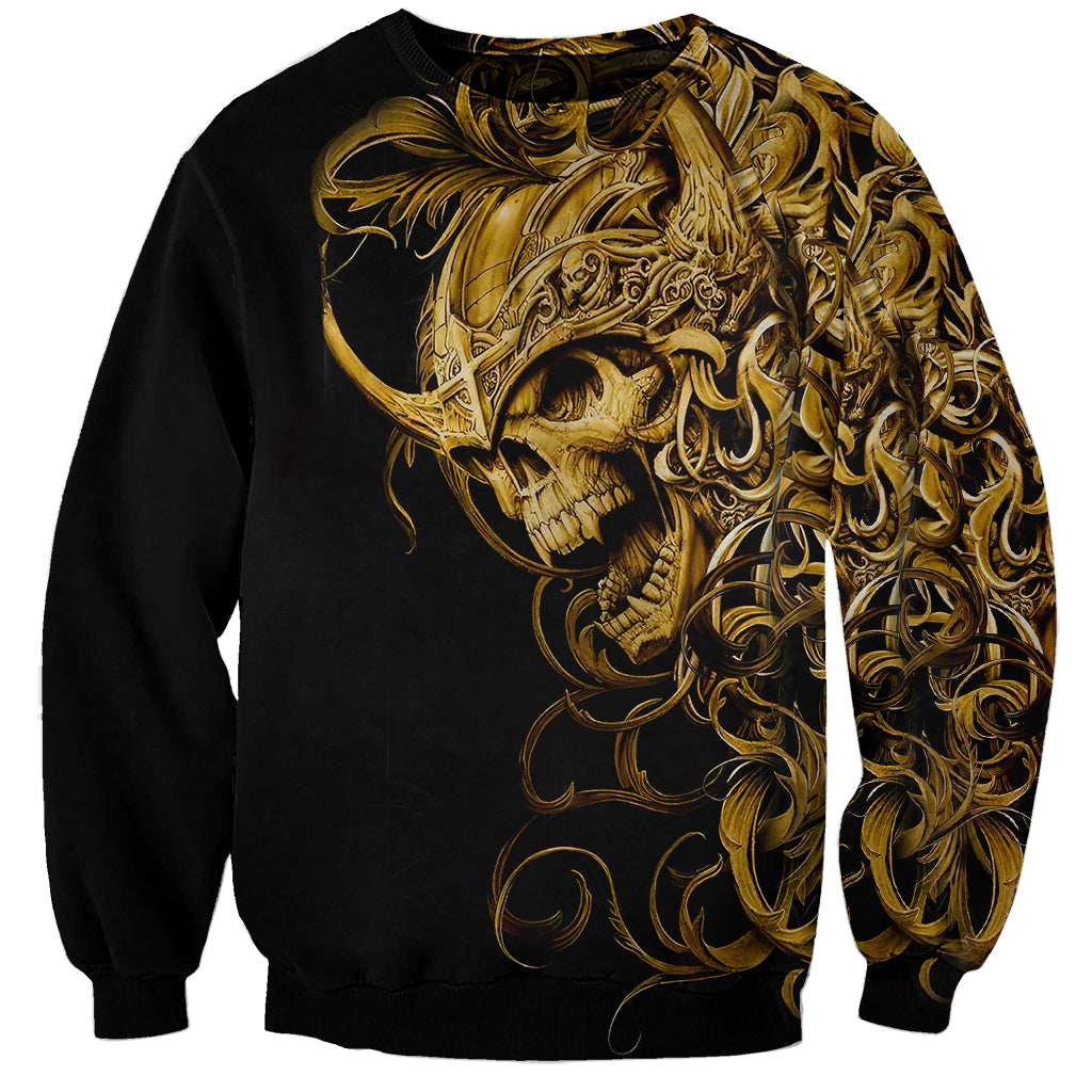 Skull Sweatshirt Golden Warrior Royal - Wonder Print Shop