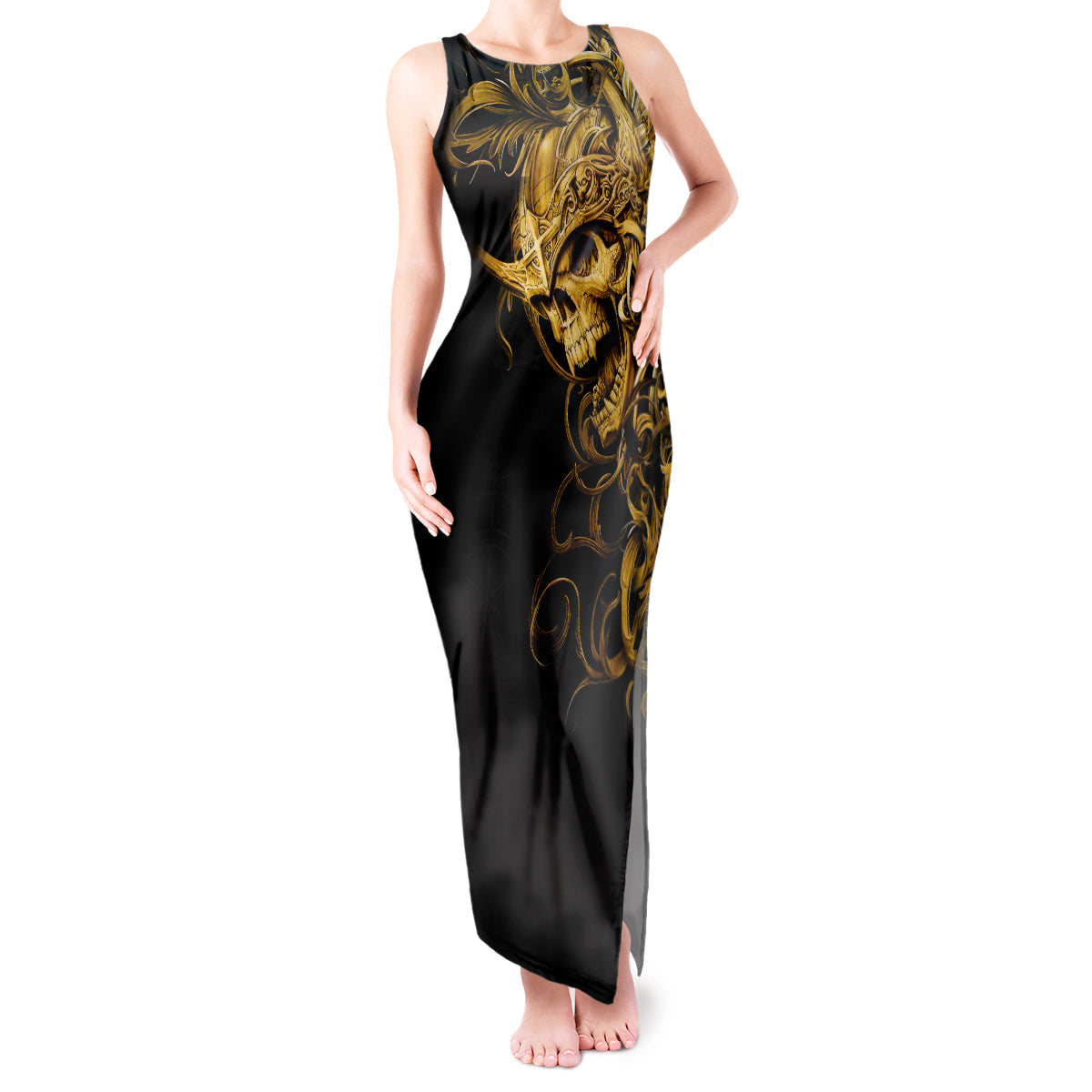 Skull Tank Maxi Dress Golden Warrior Royal - Wonder Print Shop