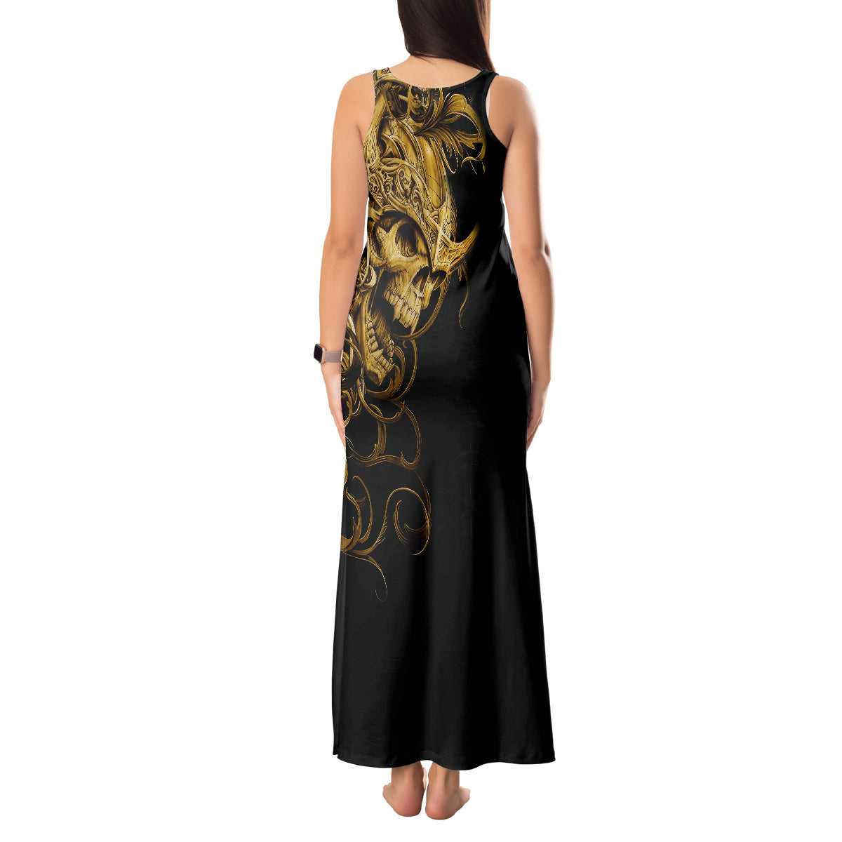 Skull Tank Maxi Dress Golden Warrior Royal - Wonder Print Shop