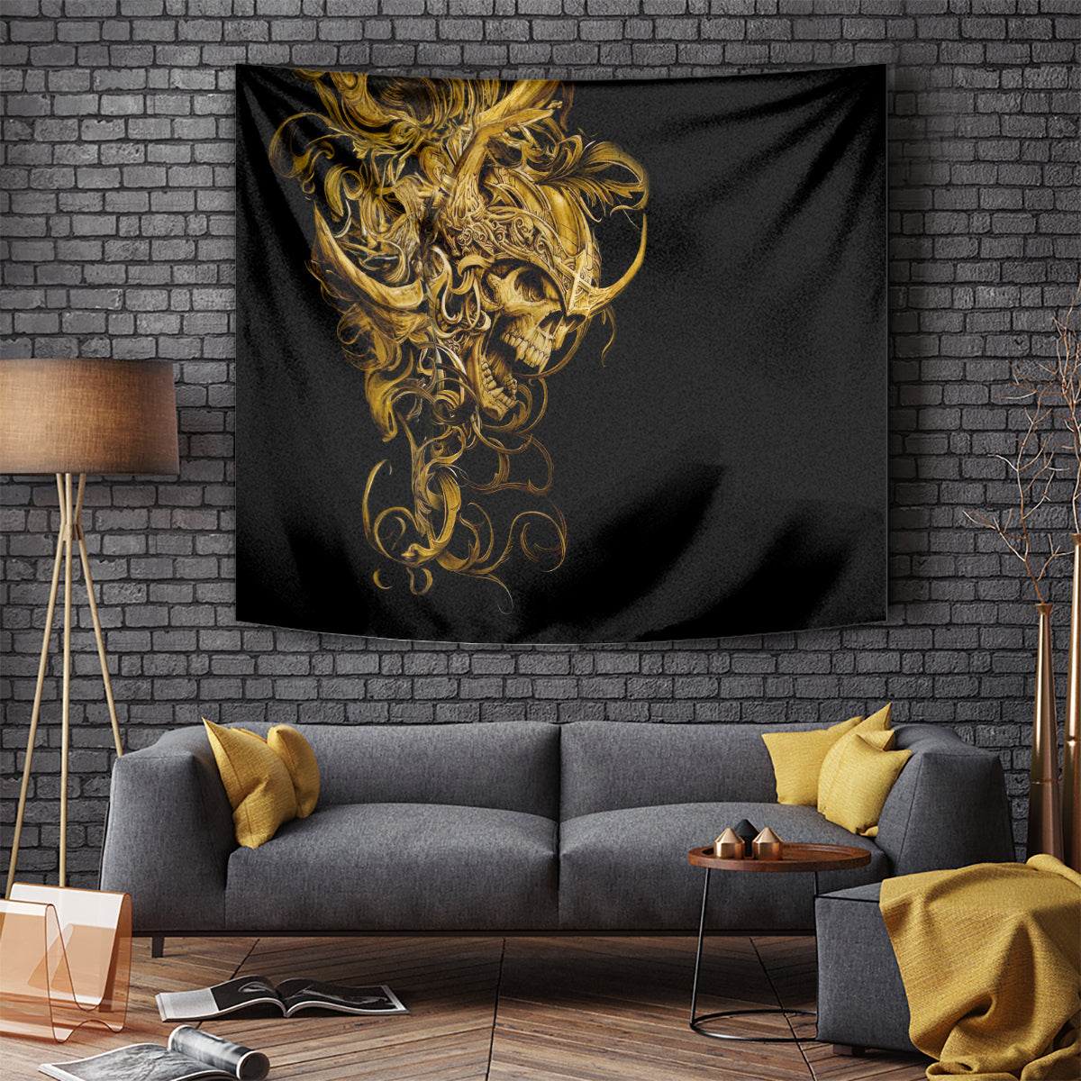 Skull Tapestry Golden Warrior Royal - Wonder Print Shop