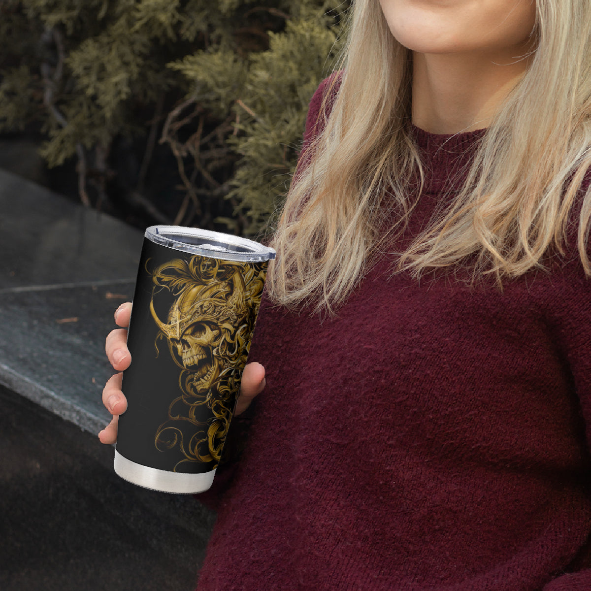 Skull Tumbler Cup Golden Warrior Royal - Wonder Print Shop