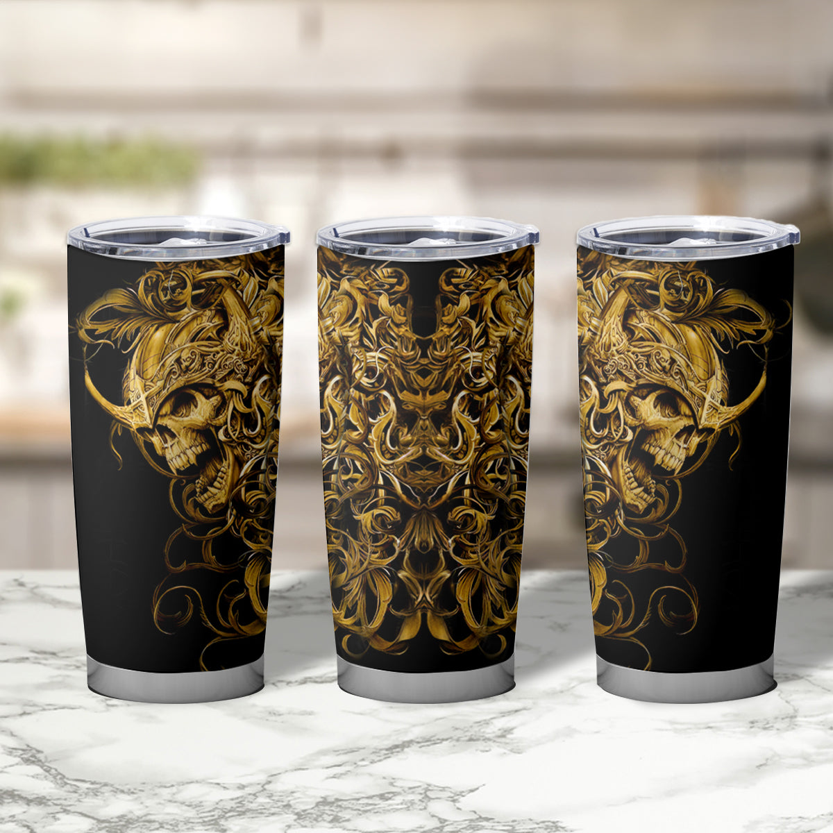 Skull Tumbler Cup Golden Warrior Royal - Wonder Print Shop