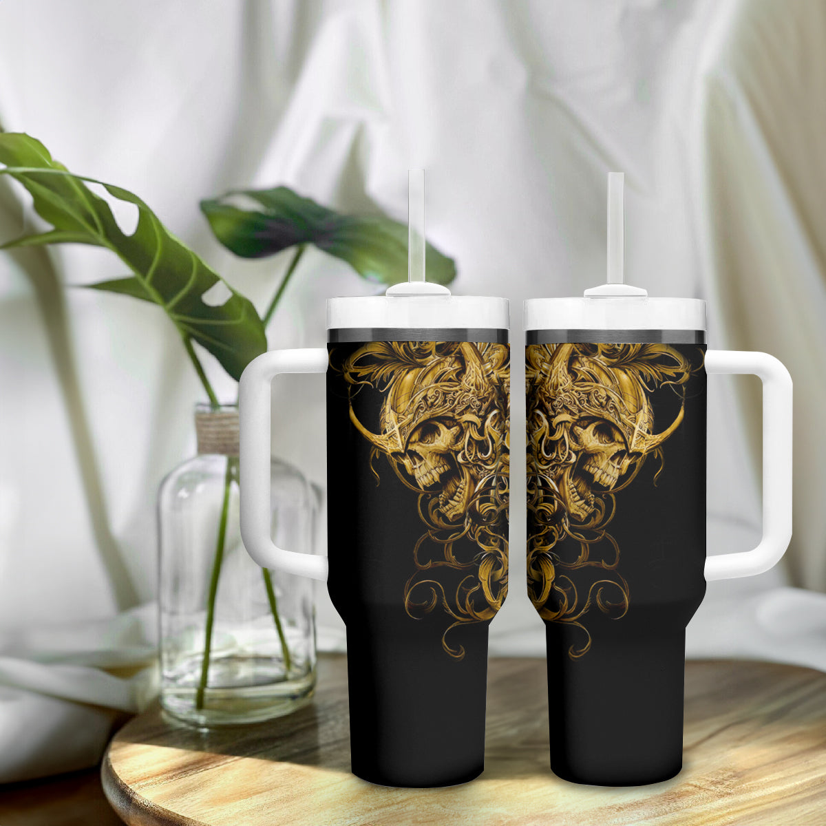 Skull Tumbler With Handle Golden Warrior Royal - Wonder Print Shop
