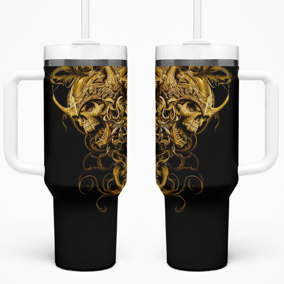 Skull Tumbler With Handle Golden Warrior Royal - Wonder Print Shop