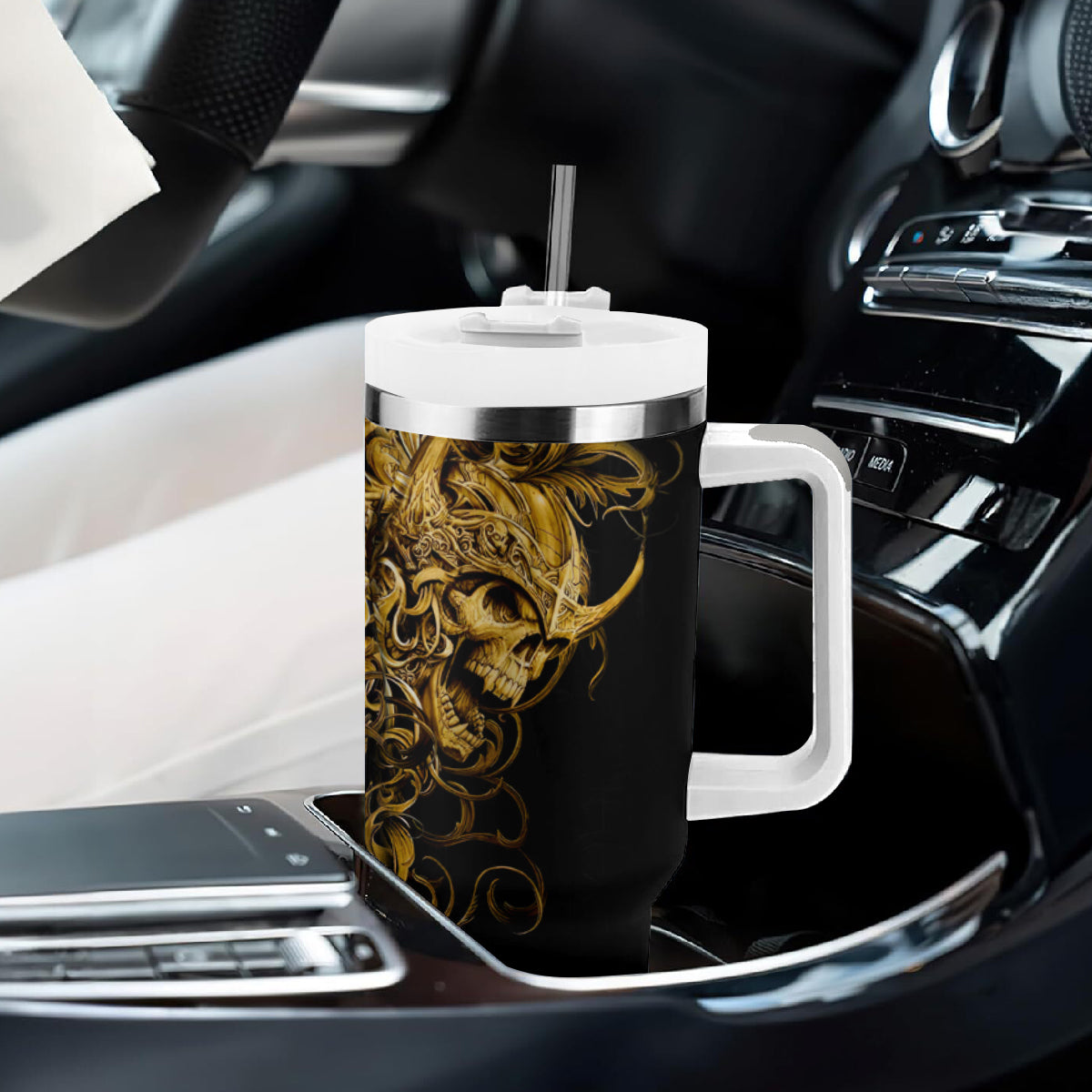 Skull Tumbler With Handle Golden Warrior Royal - Wonder Print Shop