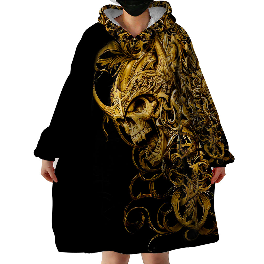 Skull Wearable Blanket Hoodie Golden Warrior Royal - Wonder Print Shop