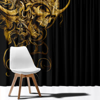 Skull Window Curtain Golden Warrior Royal - Wonder Print Shop