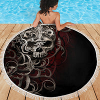 Skull Beach Blanket Silver Warrior Royal - Wonder Print Shop