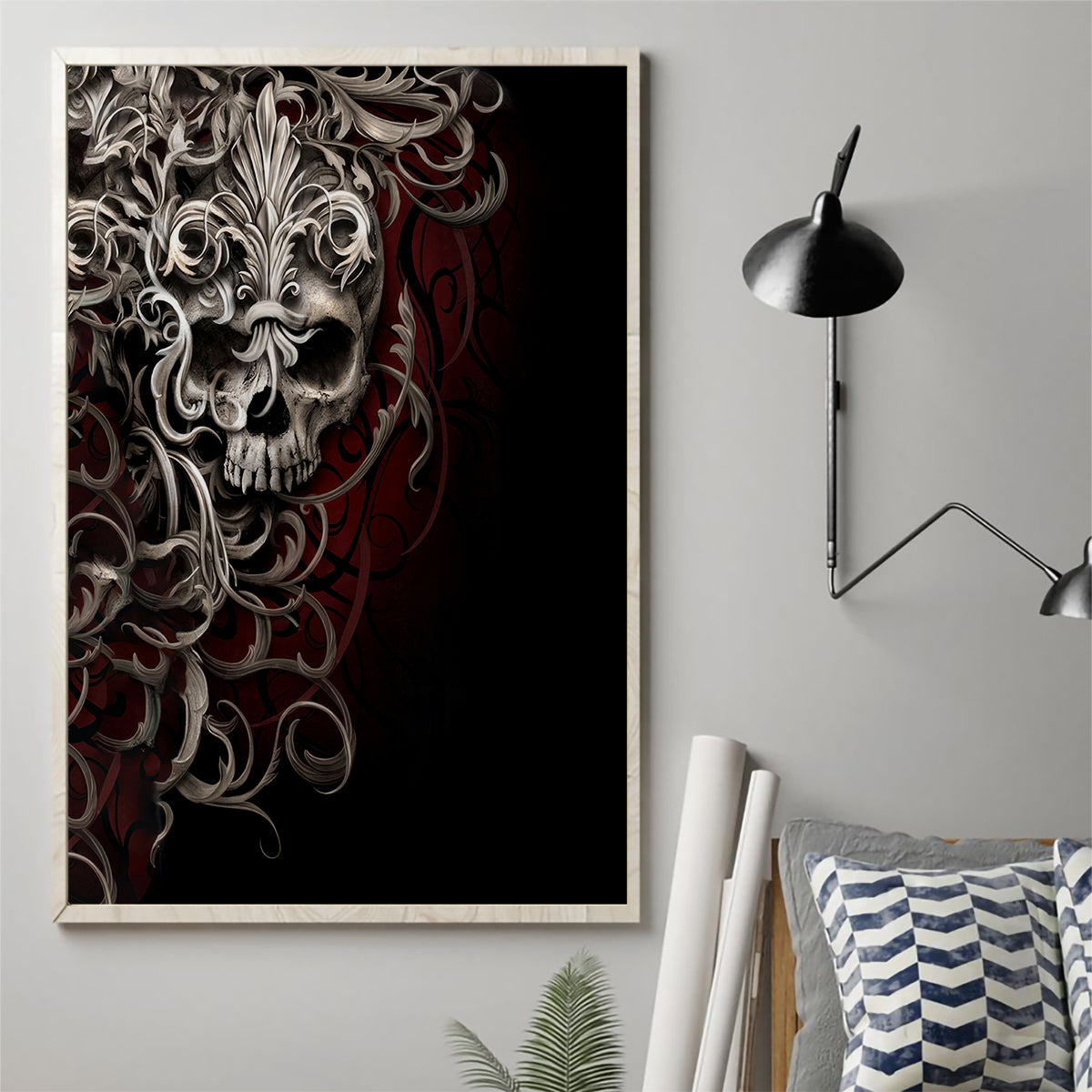 Skull Canvas Wall Art Silver Warrior Royal - Wonder Print Shop