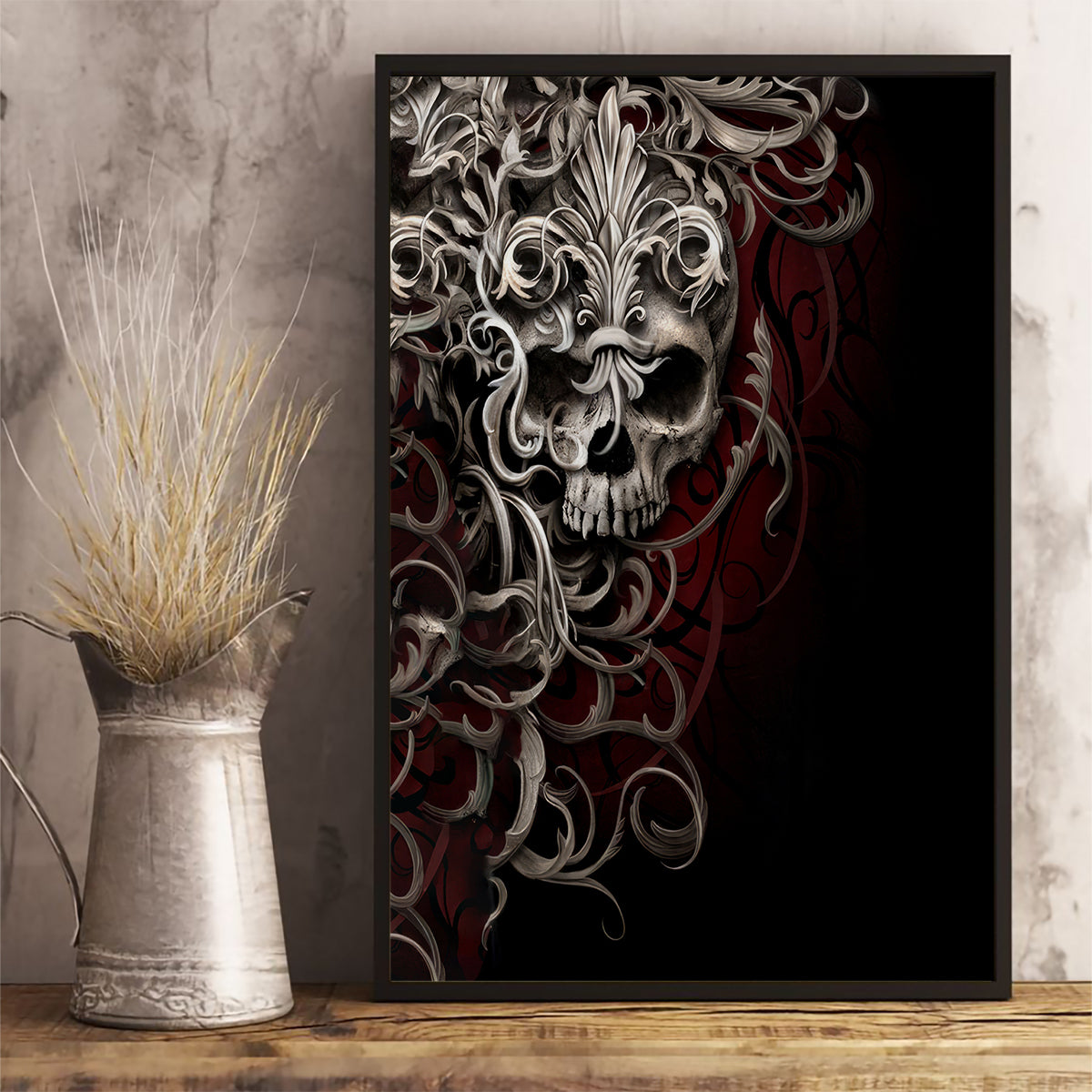 Skull Canvas Wall Art Silver Warrior Royal - Wonder Print Shop