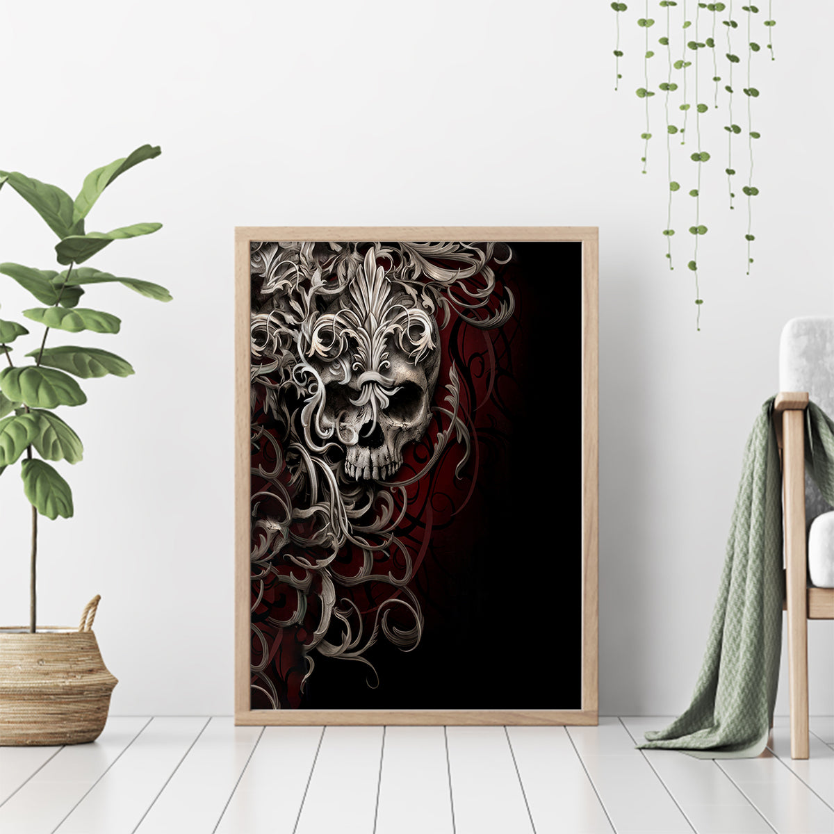 Skull Canvas Wall Art Silver Warrior Royal - Wonder Print Shop