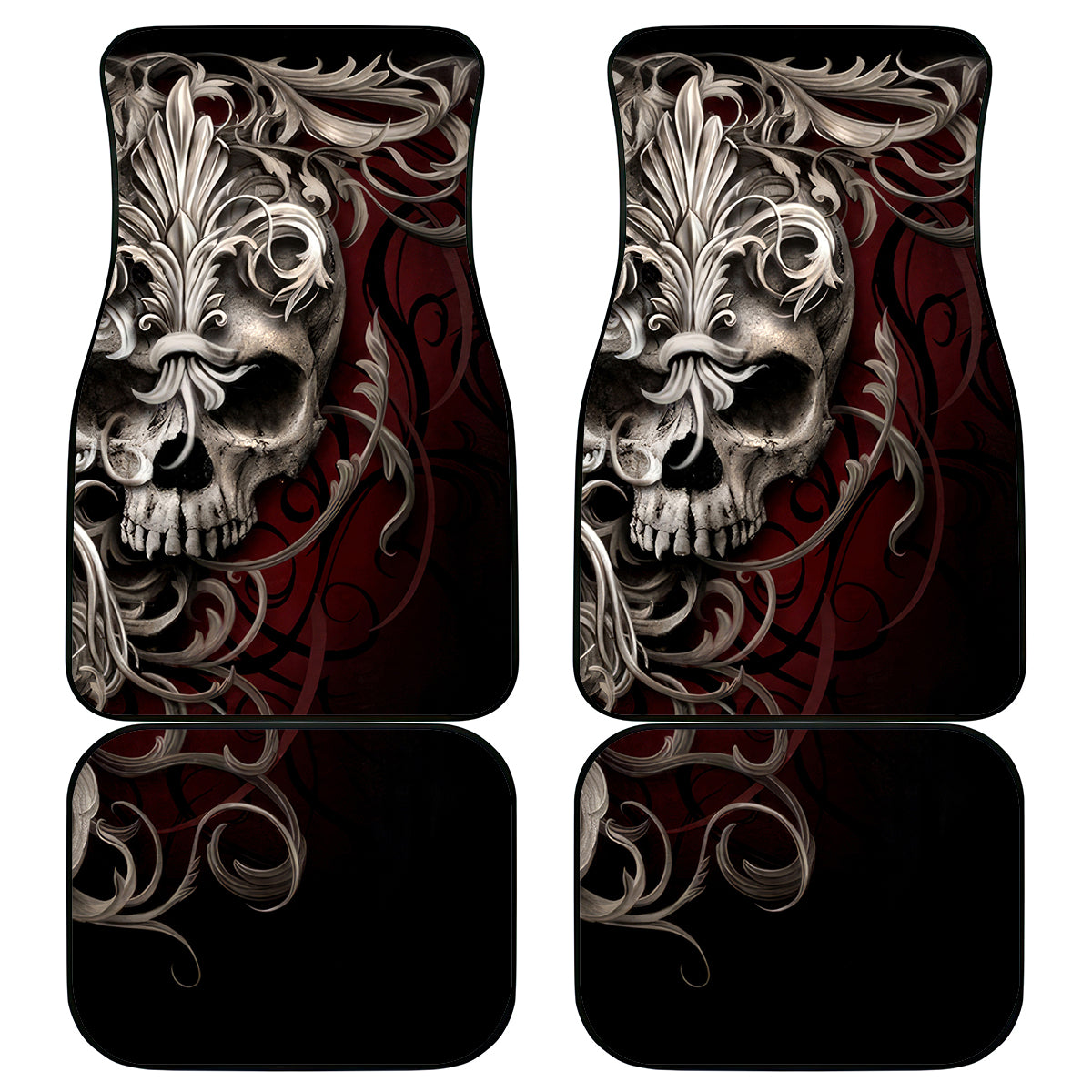 Skull Car Mats Silver Warrior Royal - Wonder Print Shop