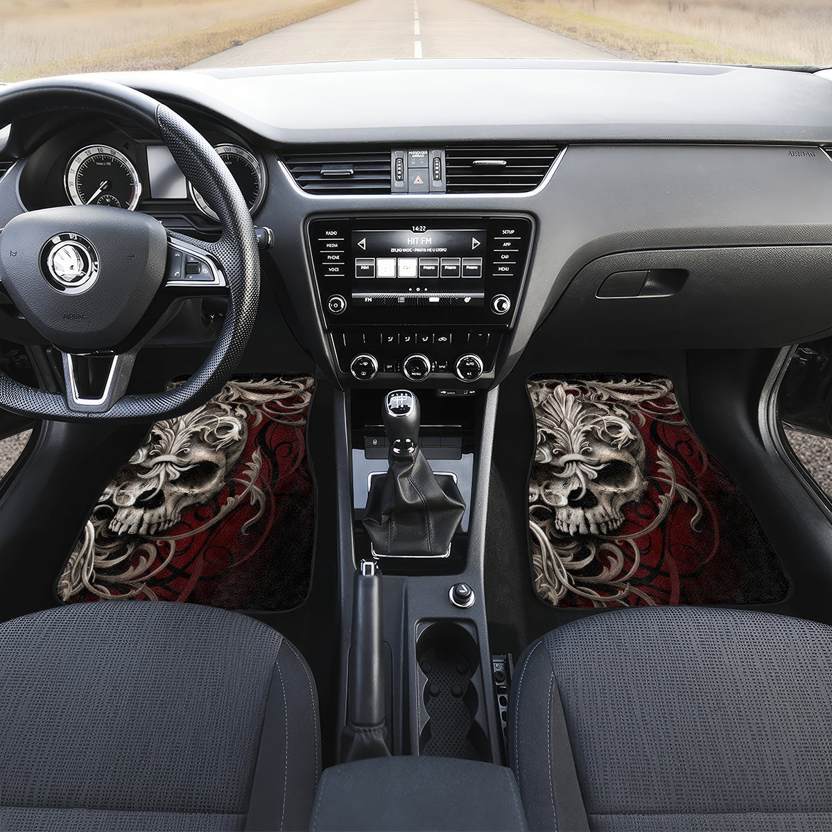Skull Car Mats Silver Warrior Royal - Wonder Print Shop