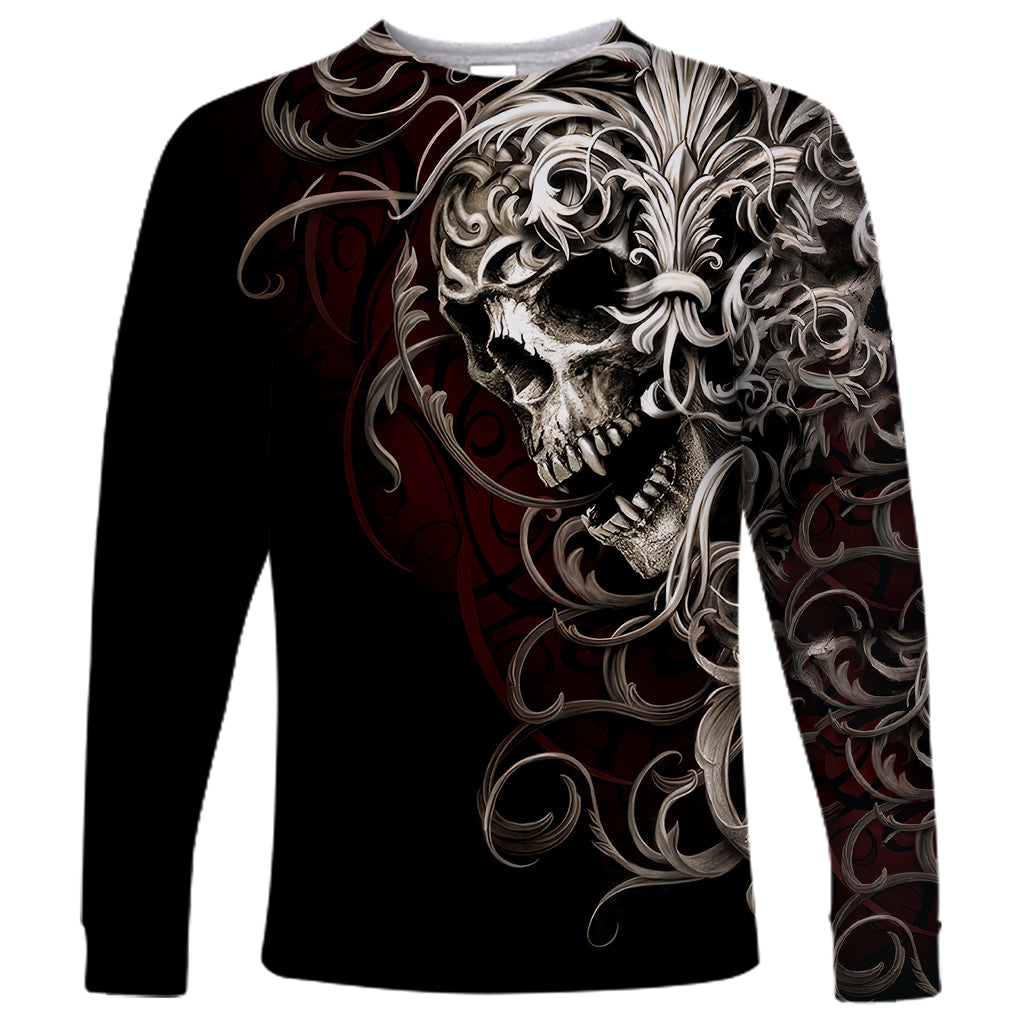 Skull Long Sleeve Shirt Silver Warrior Royal - Wonder Print Shop