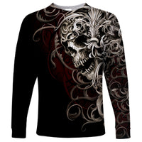 Skull Long Sleeve Shirt Silver Warrior Royal - Wonder Print Shop