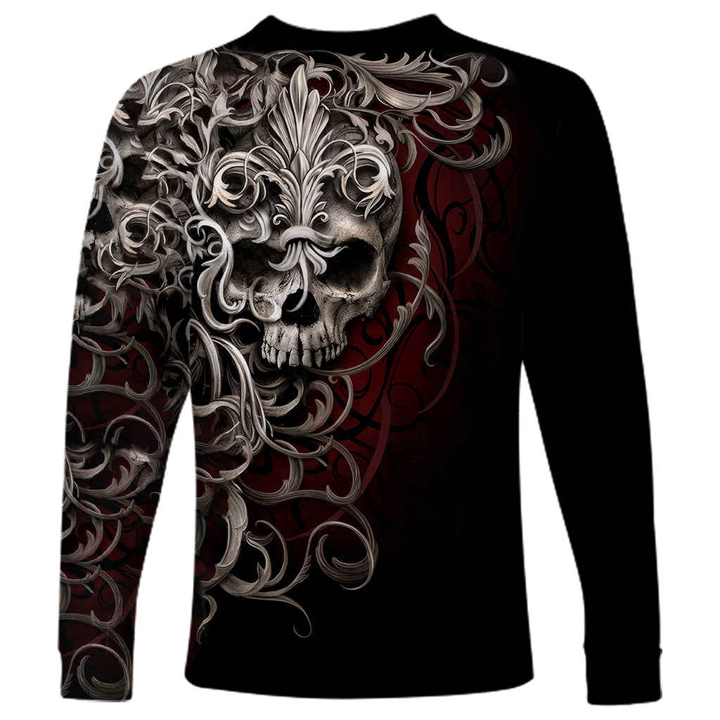 Skull Long Sleeve Shirt Silver Warrior Royal - Wonder Print Shop