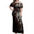 Skull Off Shoulder Maxi Dress Silver Warrior Royal - Wonder Print Shop