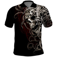 Skull Polo Shirt Silver Warrior Royal - Wonder Print Shop