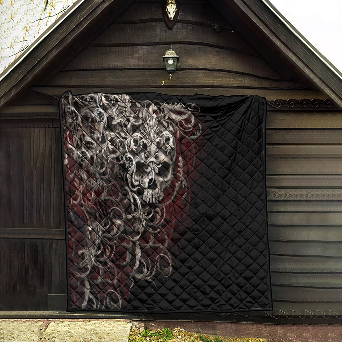 Skull Quilt Silver Warrior Royal - Wonder Print Shop