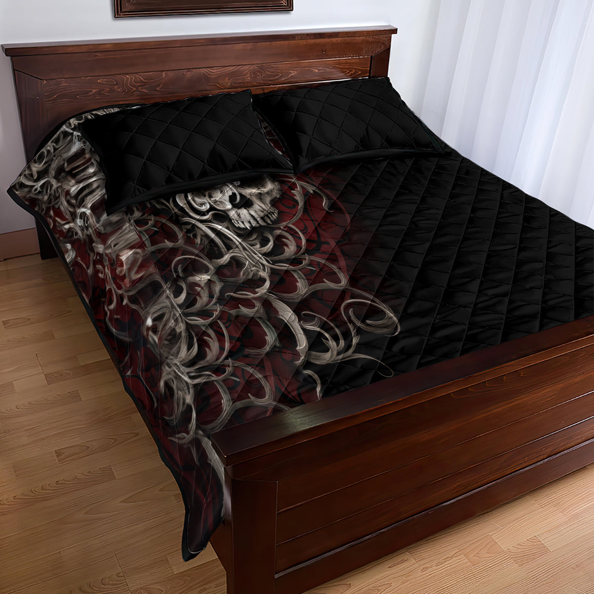 Skull Quilt Bed Set Silver Warrior Royal - Wonder Print Shop