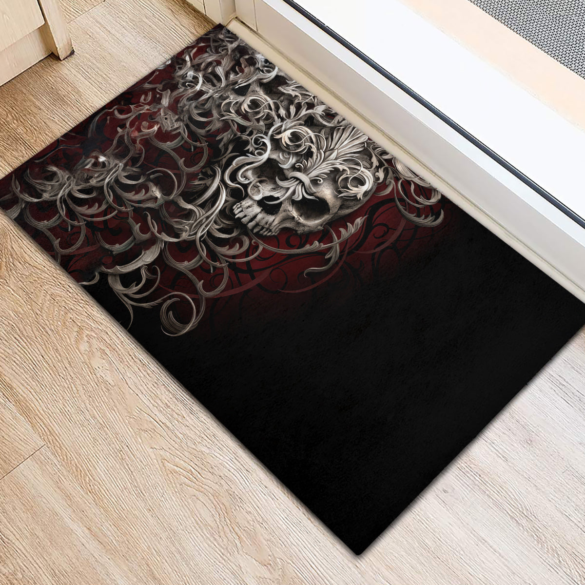 Skull Rubber Doormat Silver Warrior Royal - Wonder Print Shop