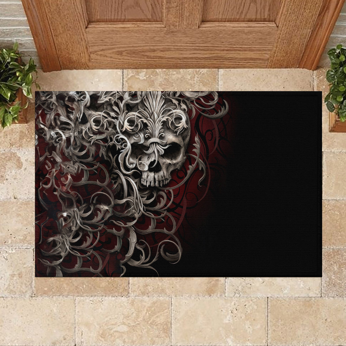 Skull Rubber Doormat Silver Warrior Royal - Wonder Print Shop