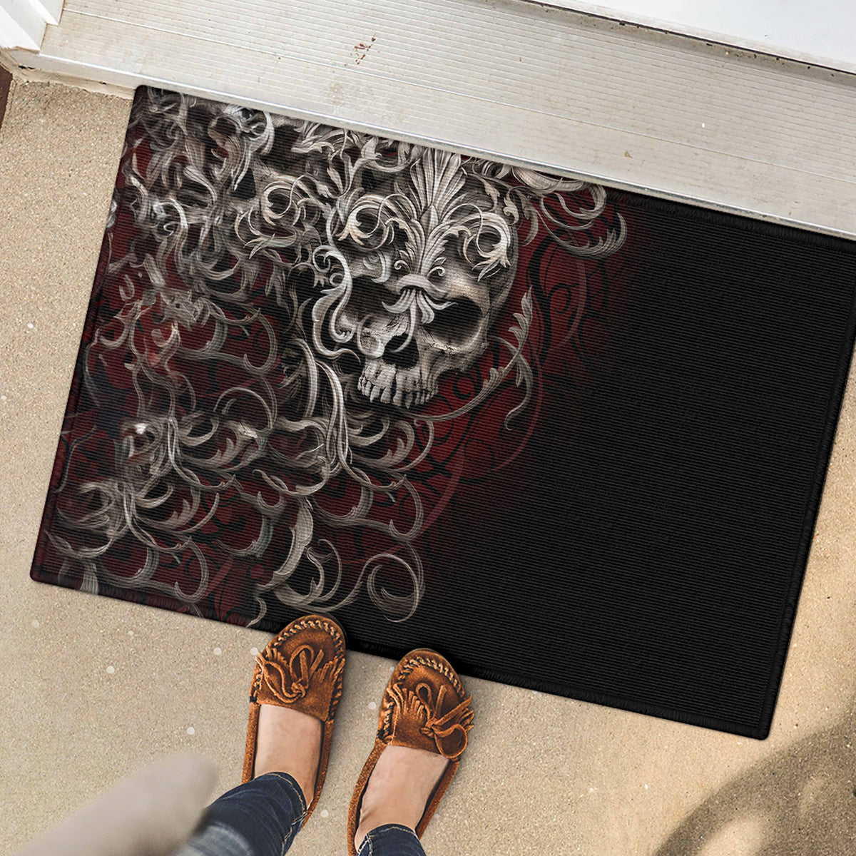 Skull Rubber Doormat Silver Warrior Royal - Wonder Print Shop