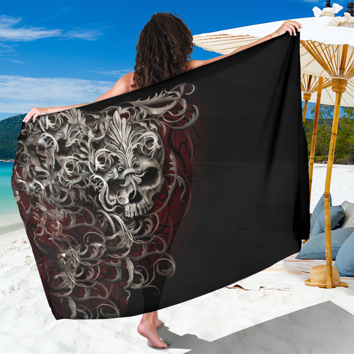 Skull Sarong Silver Warrior Royal - Wonder Print Shop