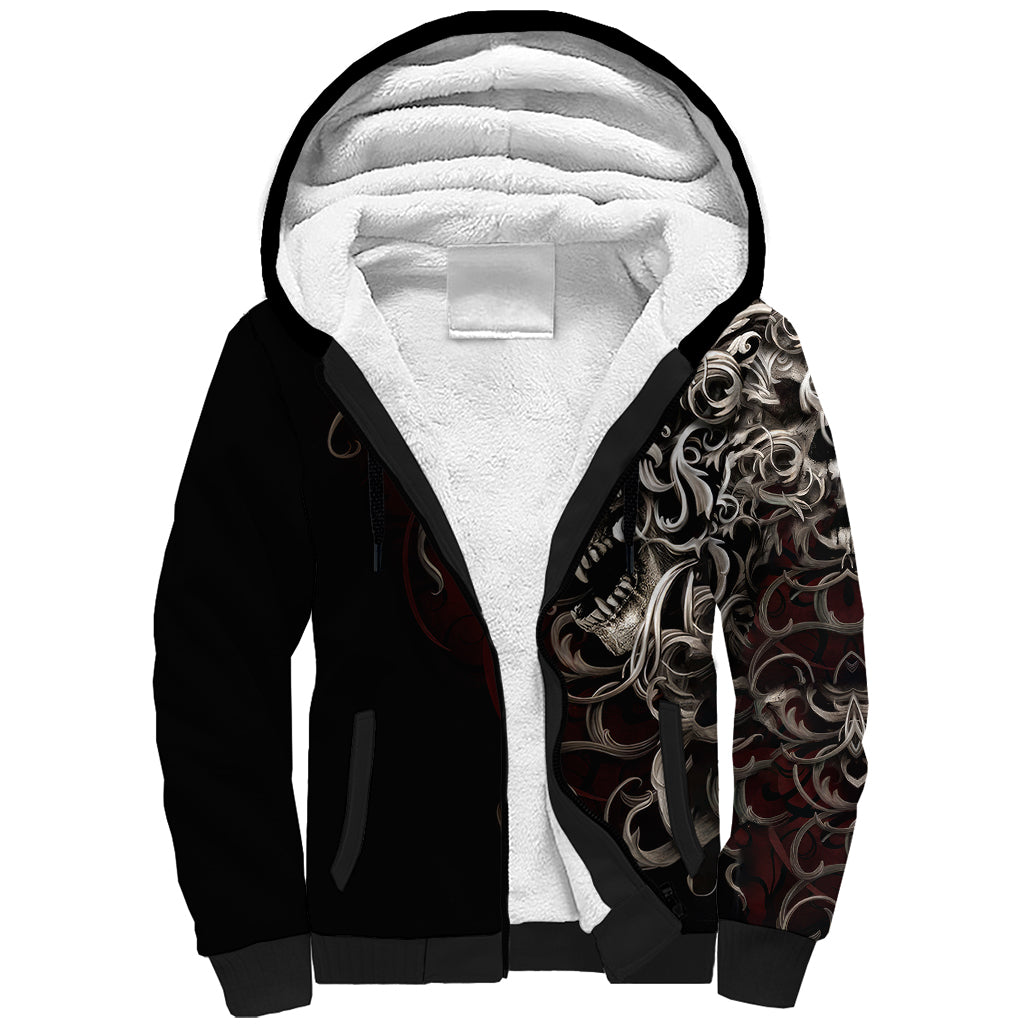 Skull Sherpa Hoodie Silver Warrior Royal - Wonder Print Shop