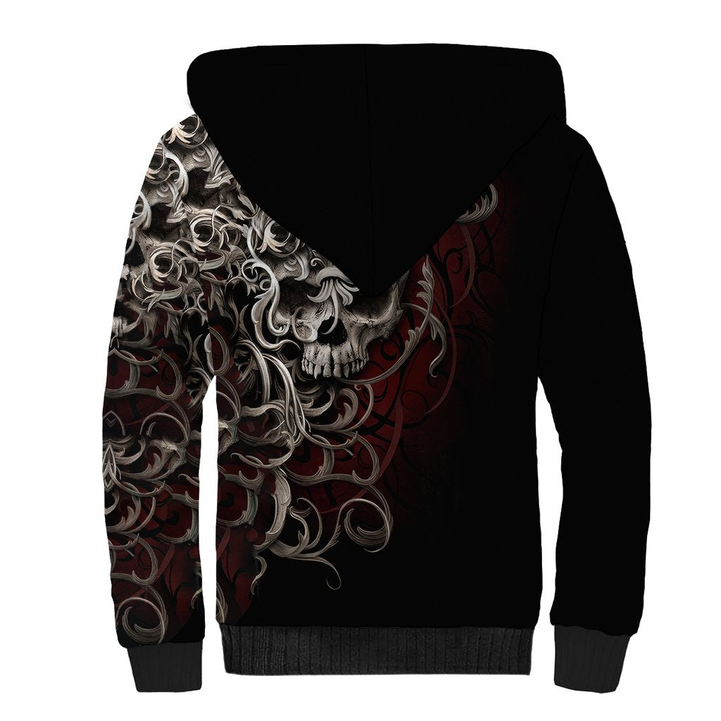 Skull Sherpa Hoodie Silver Warrior Royal - Wonder Print Shop