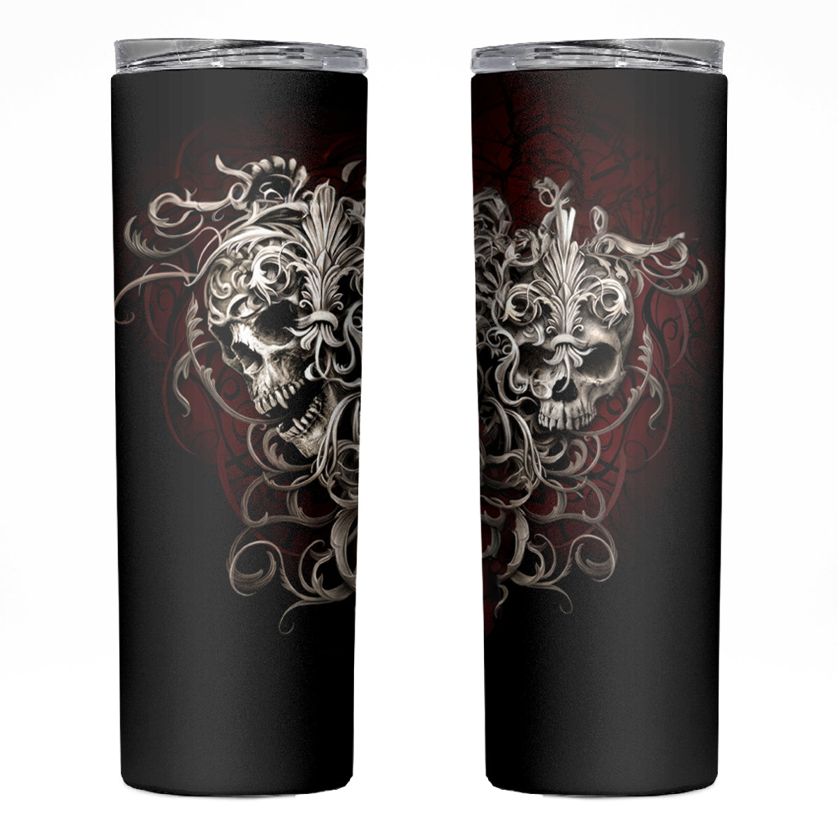 Skull Skinny Tumbler Silver Warrior Royal - Wonder Print Shop