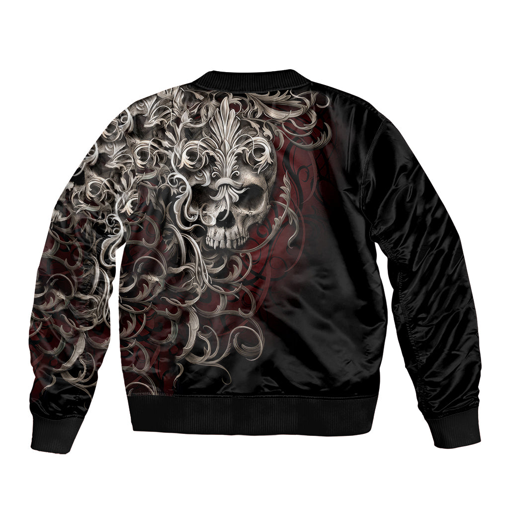 Skull Sleeve Zip Bomber Jacket Silver Warrior Royal - Wonder Print Shop