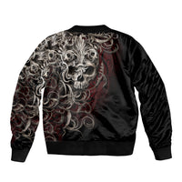 Skull Sleeve Zip Bomber Jacket Silver Warrior Royal - Wonder Print Shop