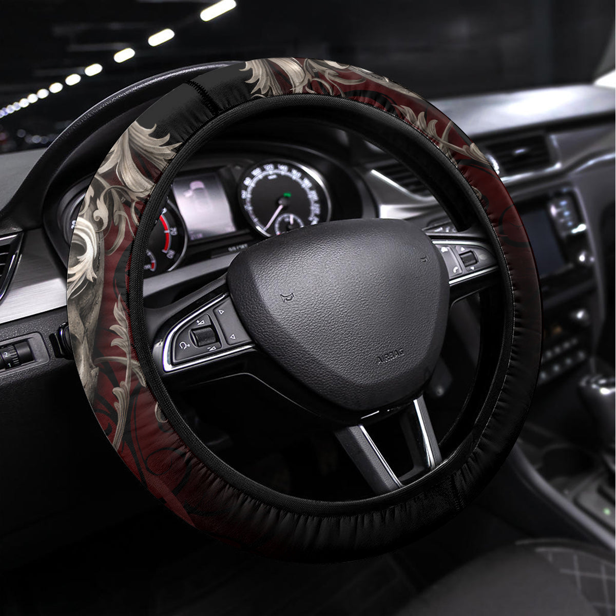 Skull Steering Wheel Cover Silver Warrior Royal - Wonder Print Shop