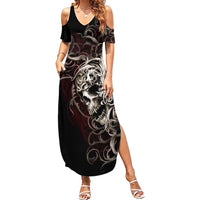 Skull Summer Maxi Dress Silver Warrior Royal - Wonder Print Shop