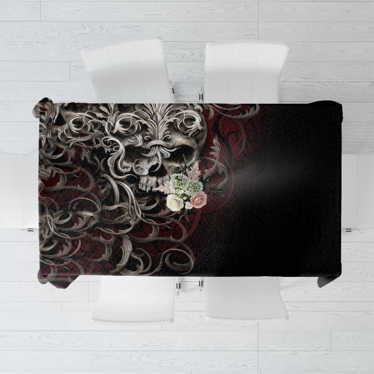 Skull Tablecloth Silver Warrior Royal - Wonder Print Shop