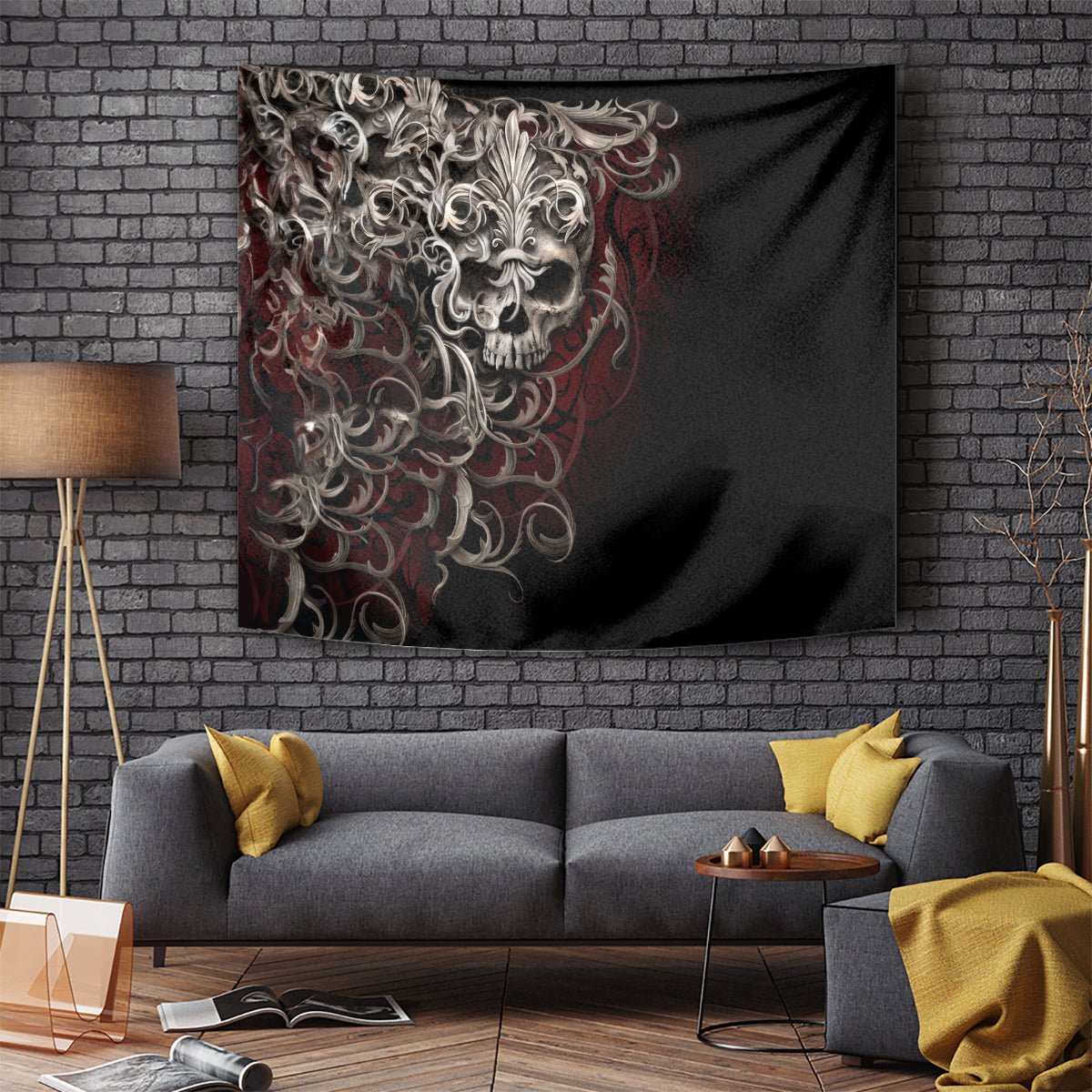 Skull Tapestry Silver Warrior Royal - Wonder Print Shop