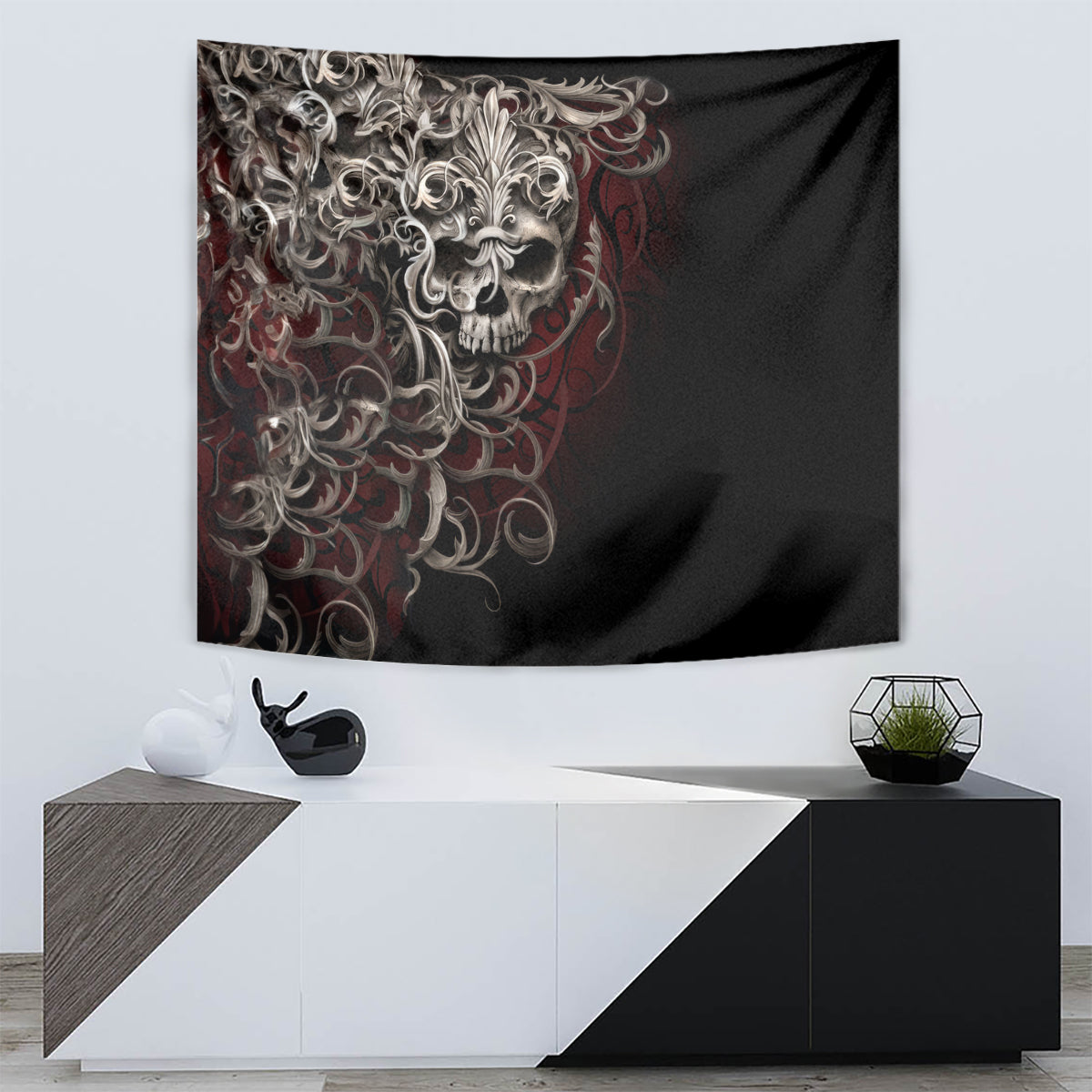 Skull Tapestry Silver Warrior Royal - Wonder Print Shop