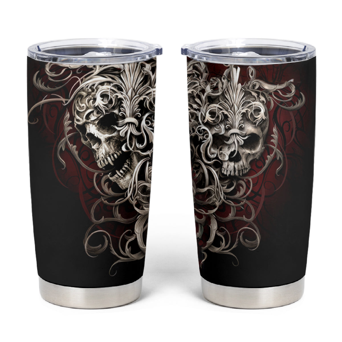 Skull Tumbler Cup Silver Warrior Royal - Wonder Print Shop