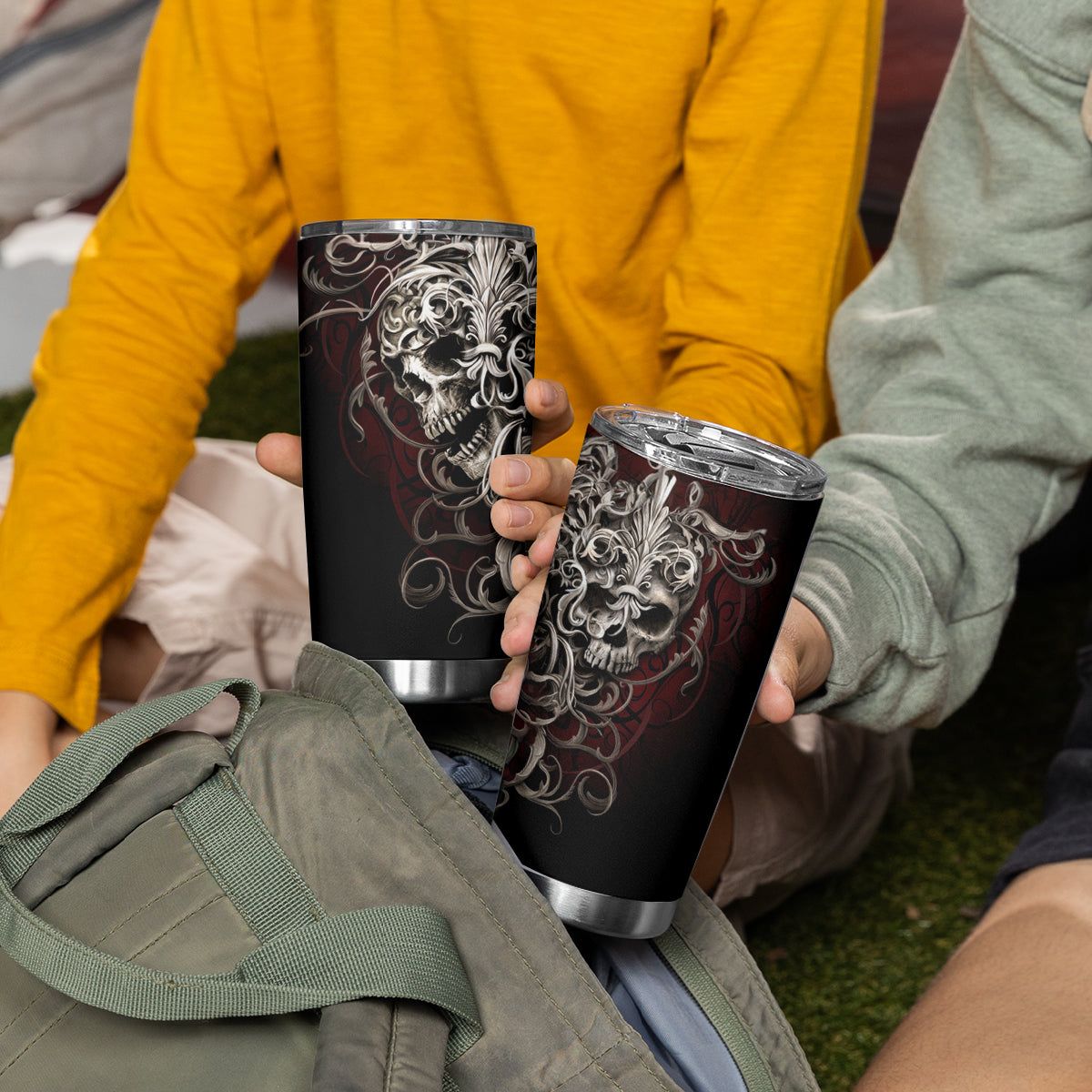 Skull Tumbler Cup Silver Warrior Royal - Wonder Print Shop