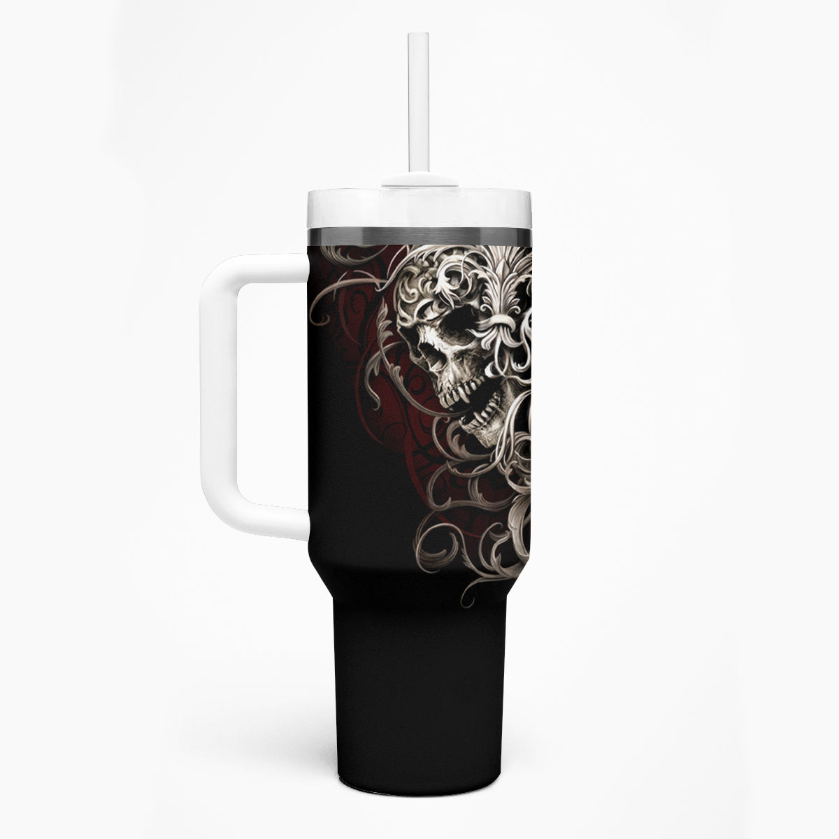 Skull Tumbler With Handle Silver Warrior Royal - Wonder Print Shop