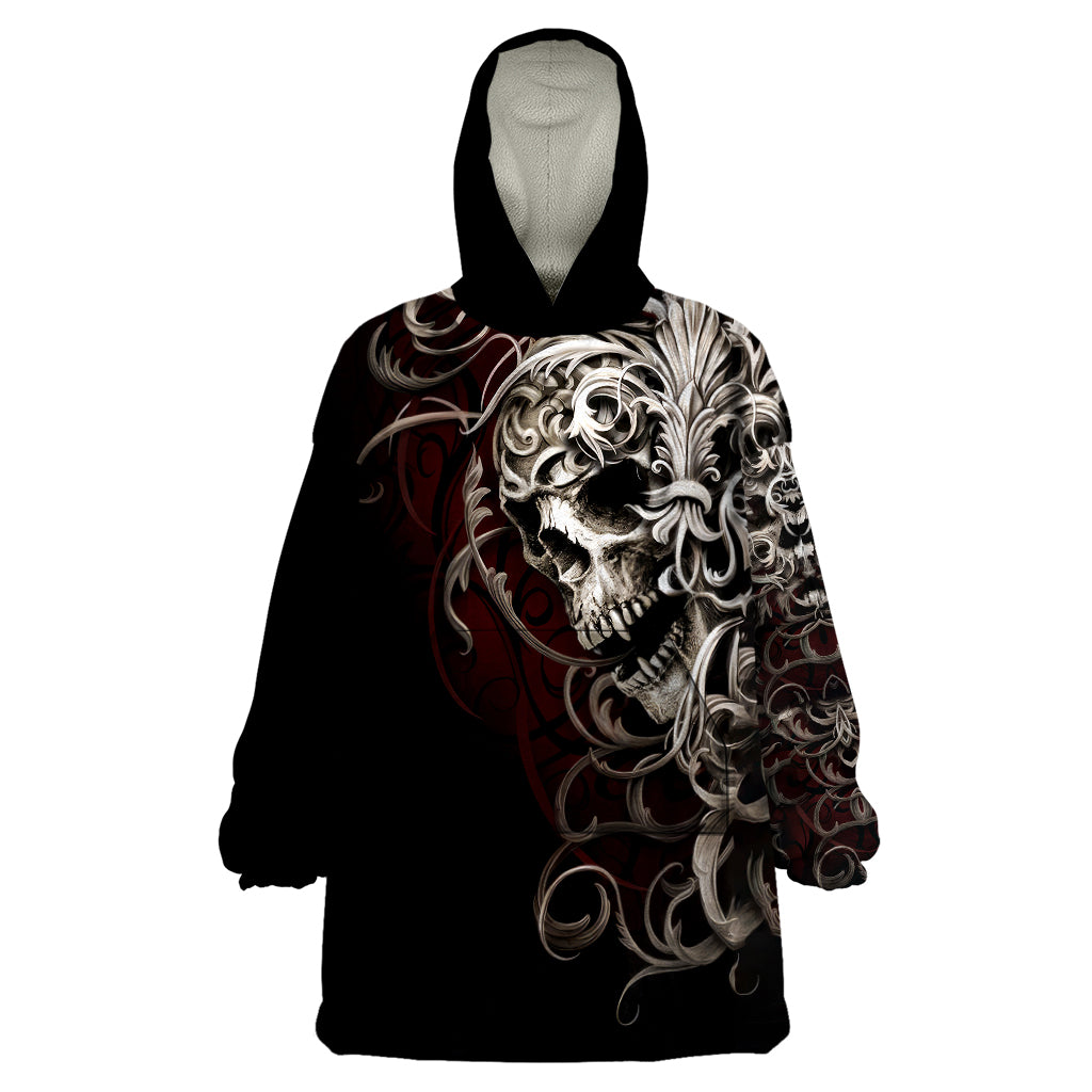 Skull Wearable Blanket Hoodie Silver Warrior Royal - Wonder Print Shop