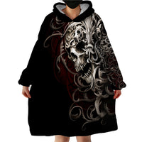 Skull Wearable Blanket Hoodie Silver Warrior Royal - Wonder Print Shop