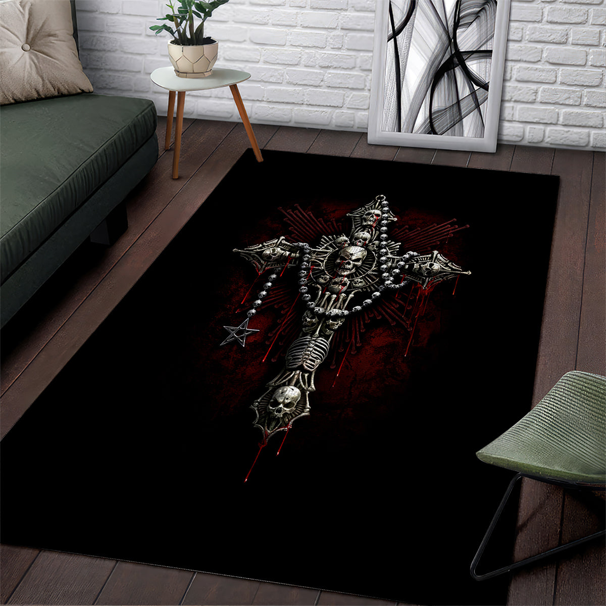 Skull Area Rug Head Skeleton Cross Skull - Wonder Print Shop