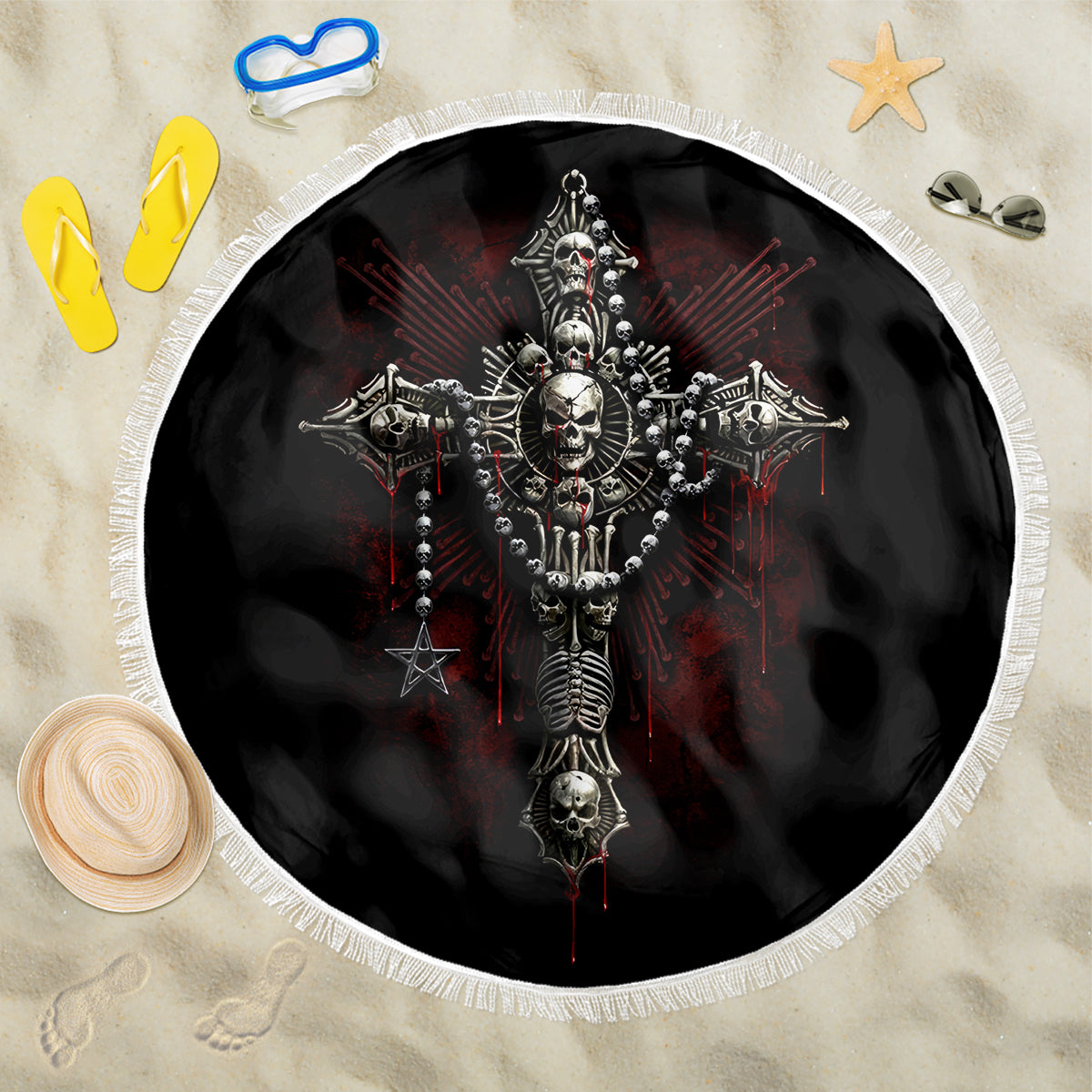 Skull Beach Blanket Head Skeleton Cross Skull - Wonder Print Shop